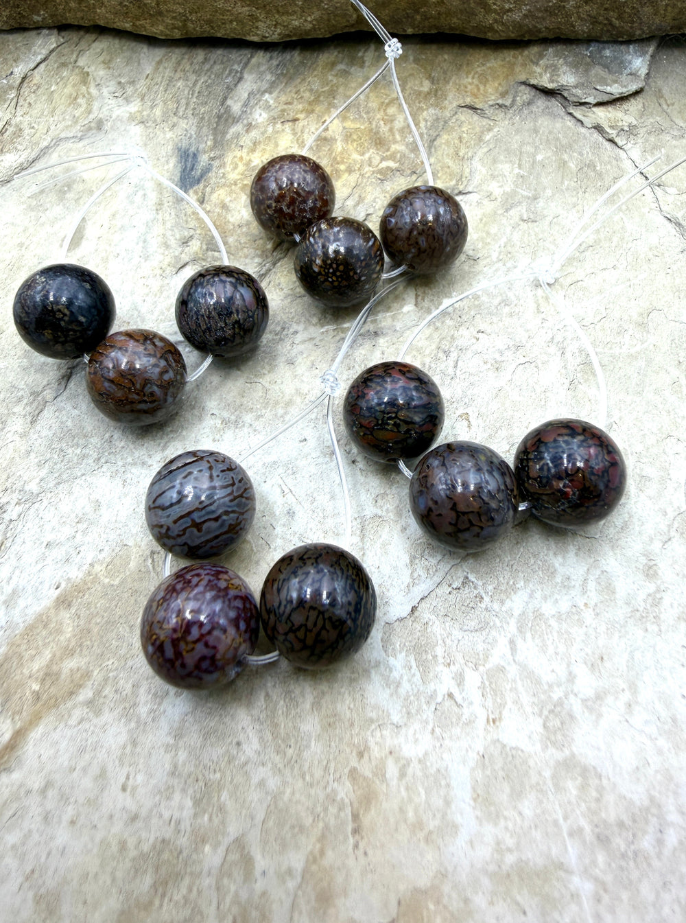 RARE AAA+ High Pattern Utah Dinosaur Bone 12mm Round Beads