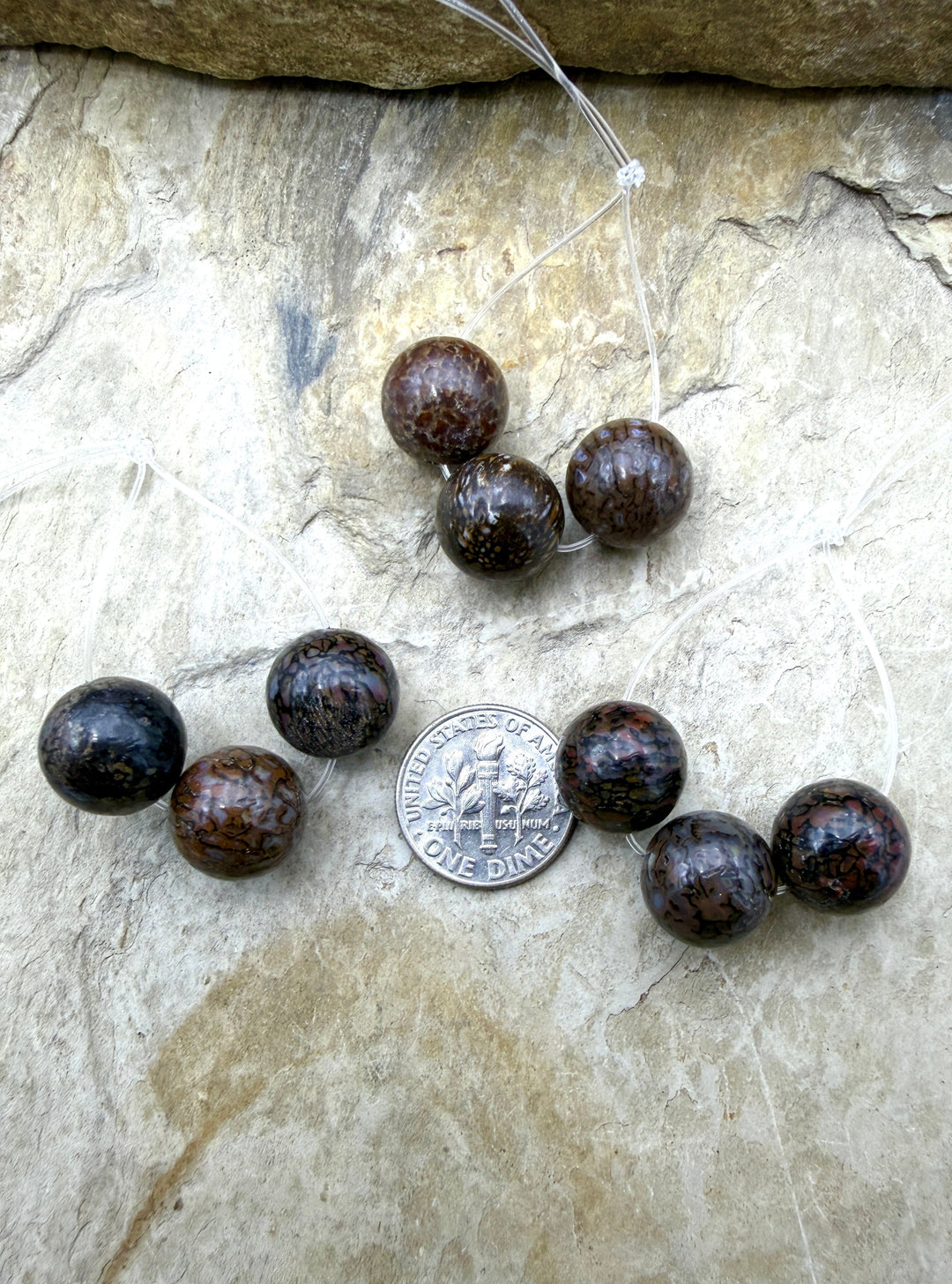 RARE AAA+ High Pattern Utah Dinosaur Bone 12mm Round Beads