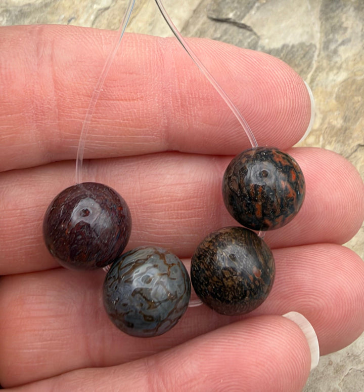 RARE AAA+ High Pattern Utah Dinosaur Bone 12mm Round Beads