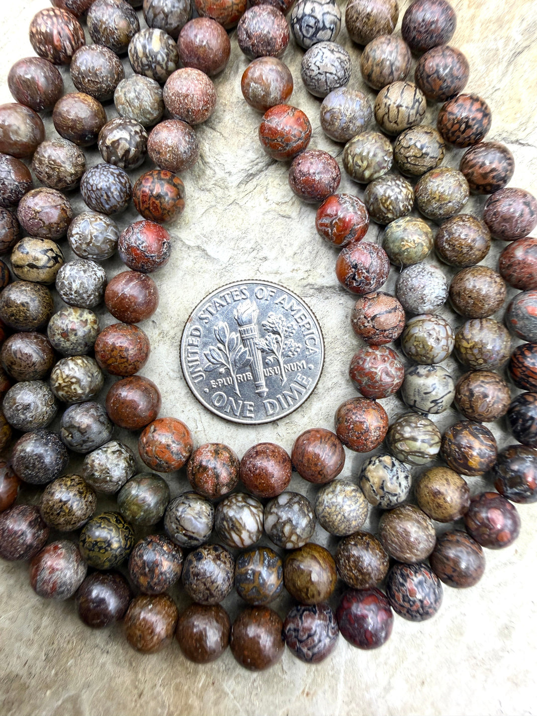 RARE AAA+ High Pattern Utah Dinosaur Bone 6mm Round Beads