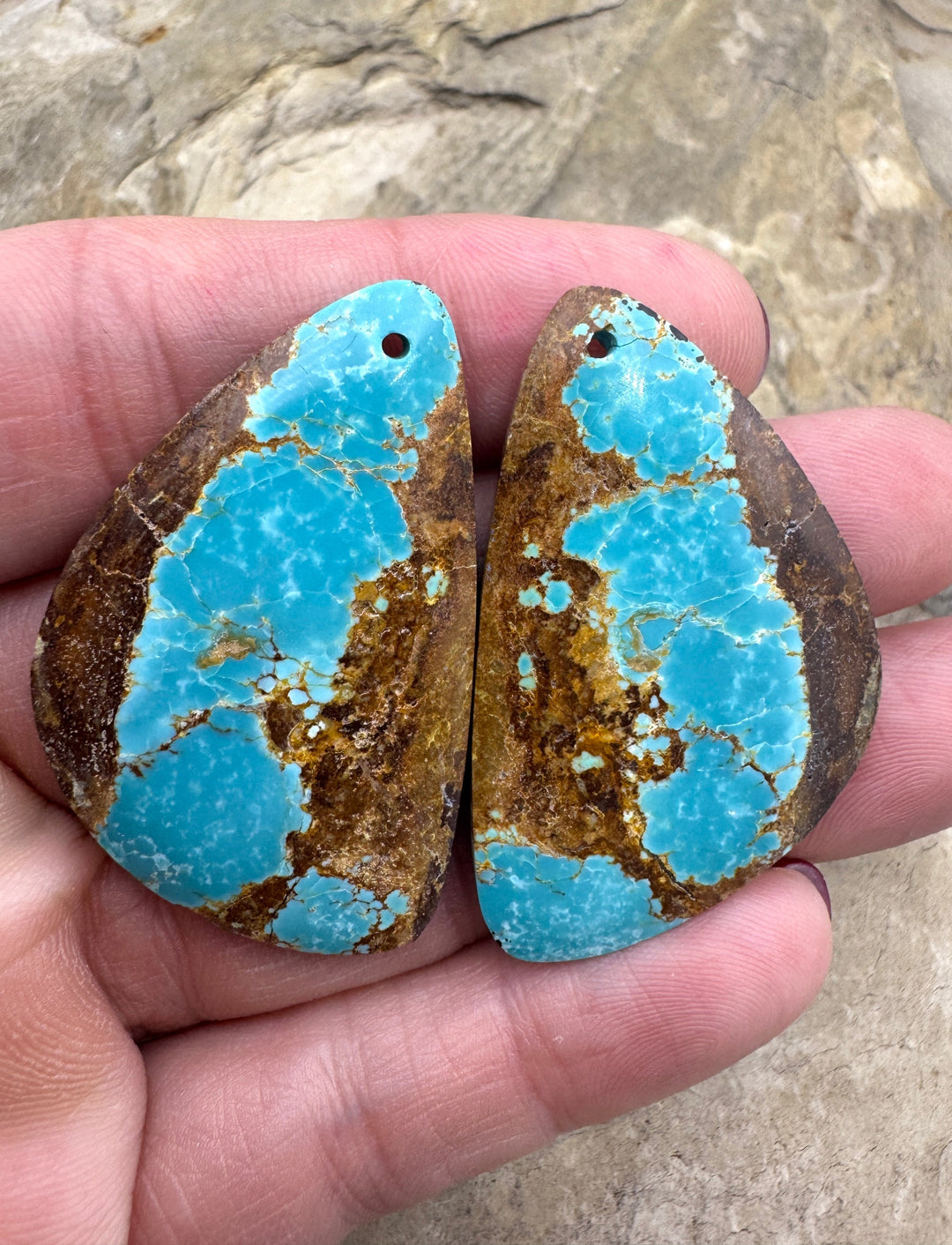 RARE AAA + Number 8 Turquoise (Nevada) BIG Matching Earring