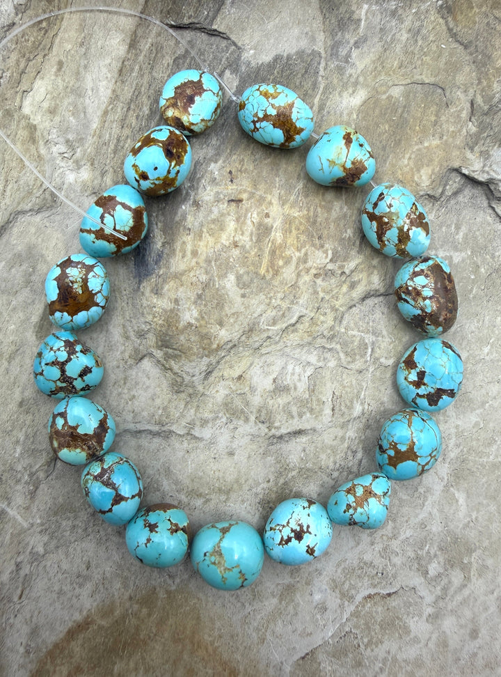 RARE AAA+ Number 8 Turquoise (Nevada) Rounded Nugget Beads