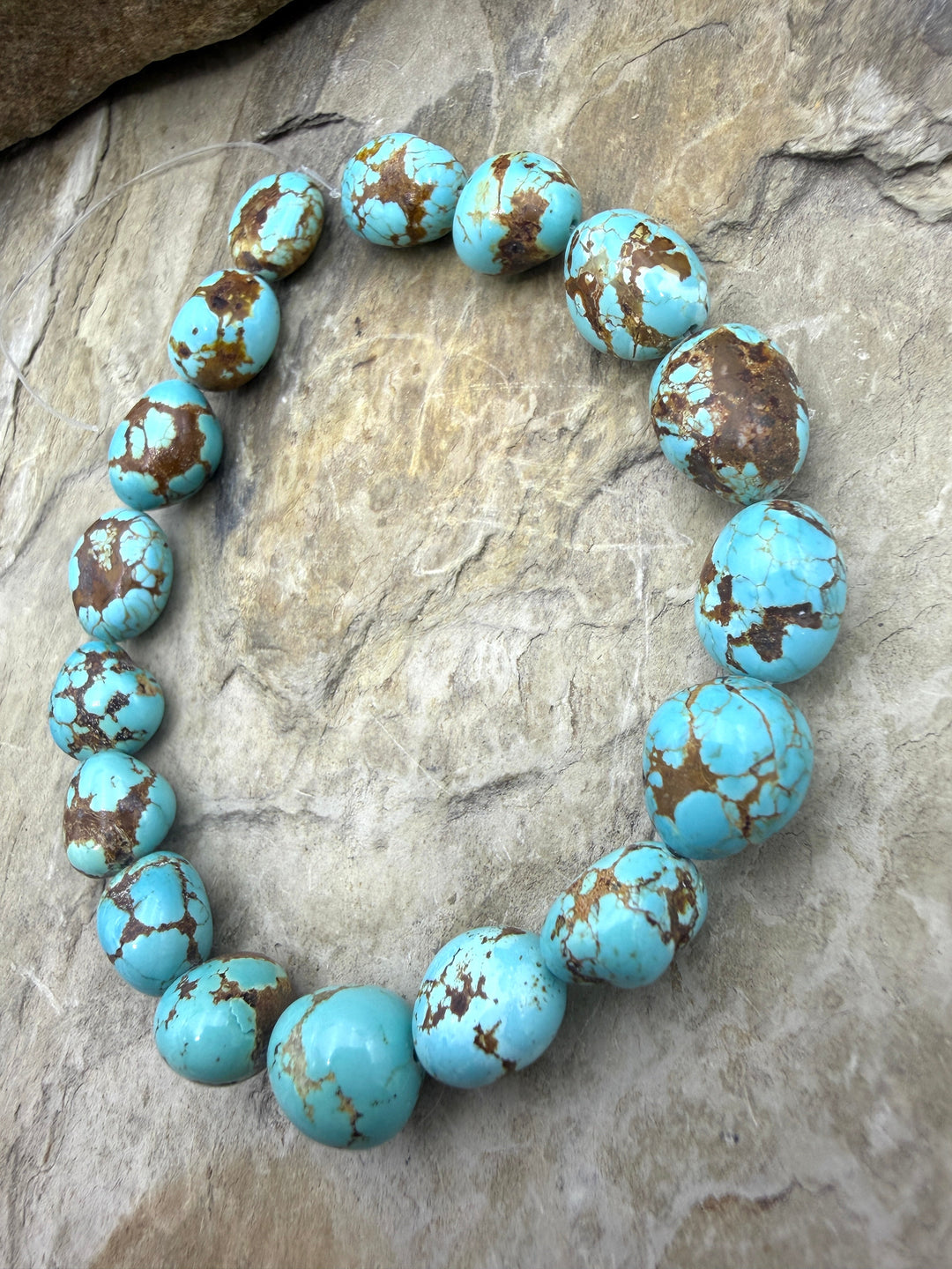 RARE AAA+ Number 8 Turquoise (Nevada) Rounded Nugget Beads