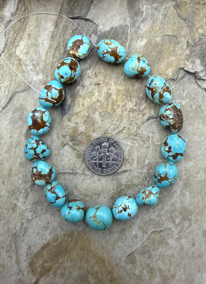 RARE AAA+ Number 8 Turquoise (Nevada) Rounded Nugget Beads