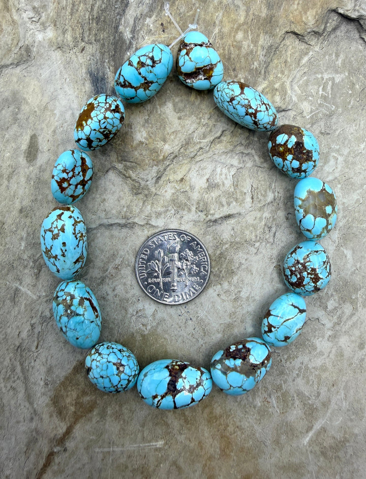 RARE AAA+ Number 8 Turquoise (Nevada) Rounded Nugget Beads