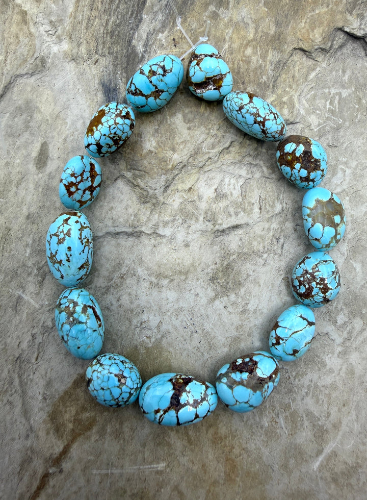 RARE AAA+ Number 8 Turquoise (Nevada) Rounded Nugget Beads