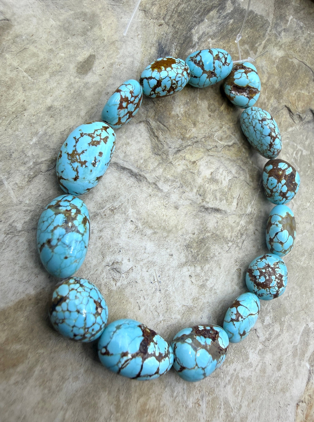 RARE AAA+ Number 8 Turquoise (Nevada) Rounded Nugget Beads