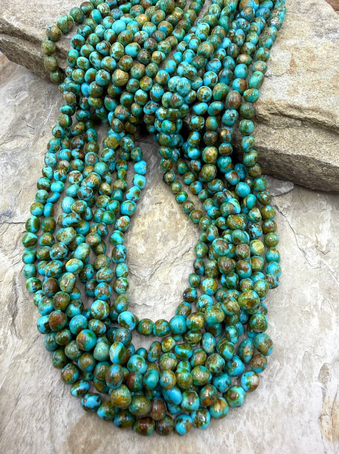 RARE AAA+ Sonoran Gold Turquoise (Mex) 6-7mm Rounded Nugget