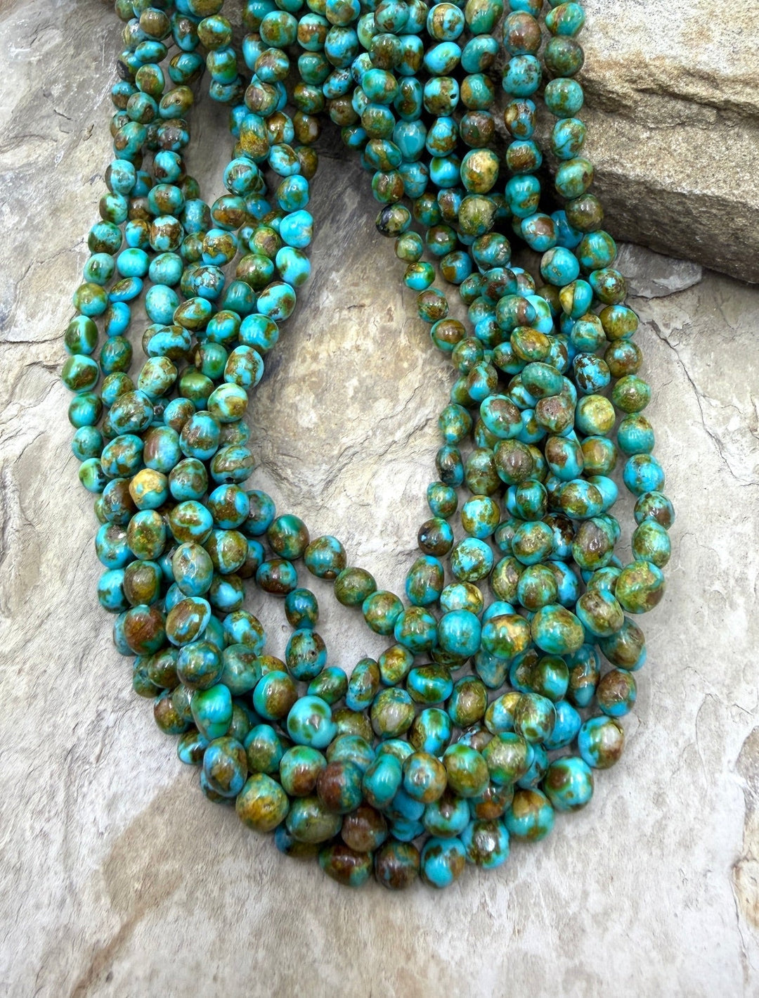 RARE AAA+ Sonoran Gold Turquoise (Mex) 6-7mm Rounded Nugget