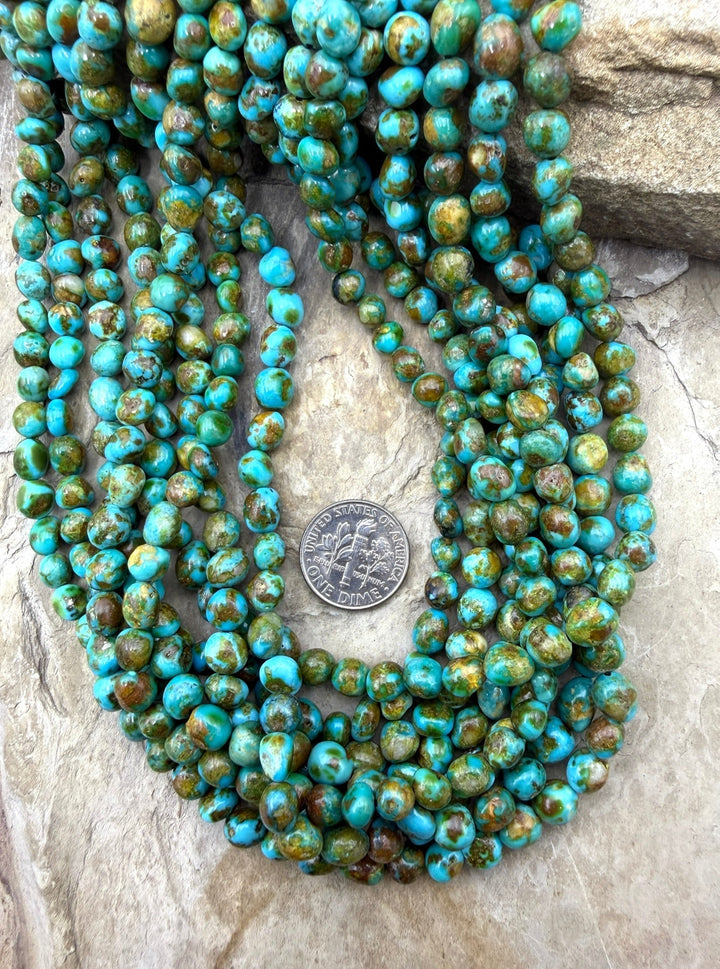 RARE AAA+ Sonoran Gold Turquoise (Mex) 6-7mm Rounded Nugget