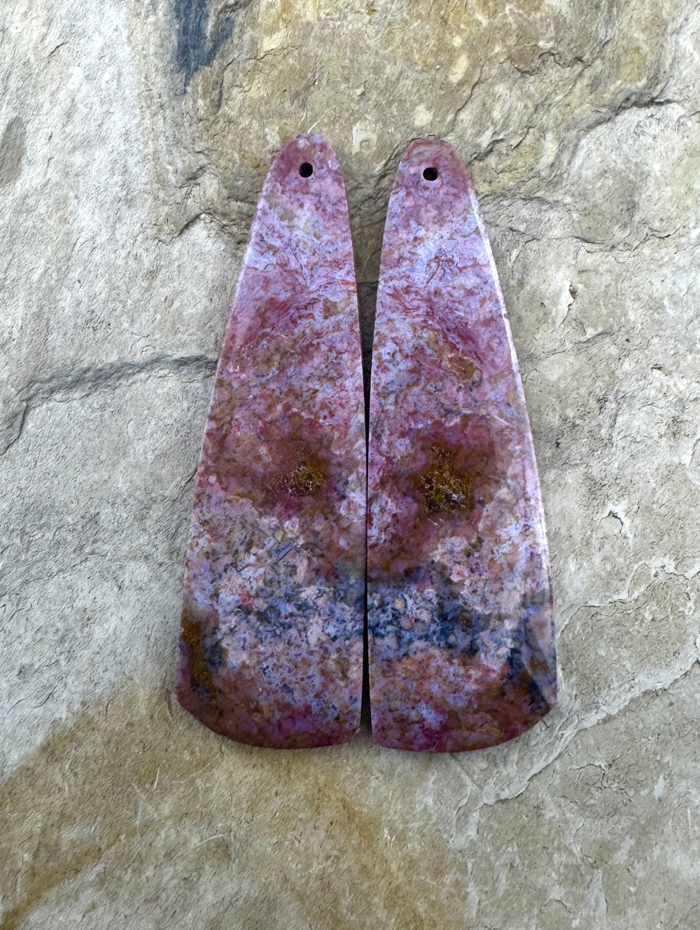 RARE Arizona Red Jasperilla Matching Earring Slab Bead Pair