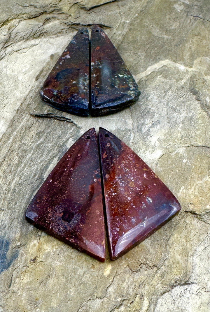 RARE Arizona Red Jasperilla Matching Earring Slab Bead Pair