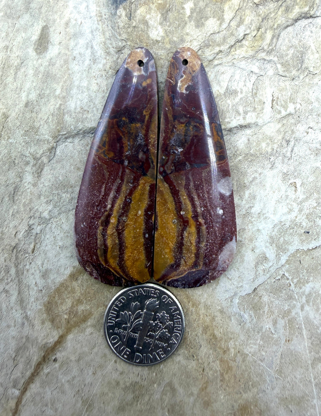 RARE Arizona Wild Horse BIG Matching Earring Slab Bead Pair