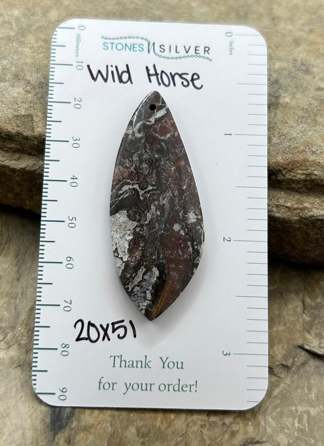 RARE Arizona Wild Horse Focal Pendant Bead 20x51mm - Wild