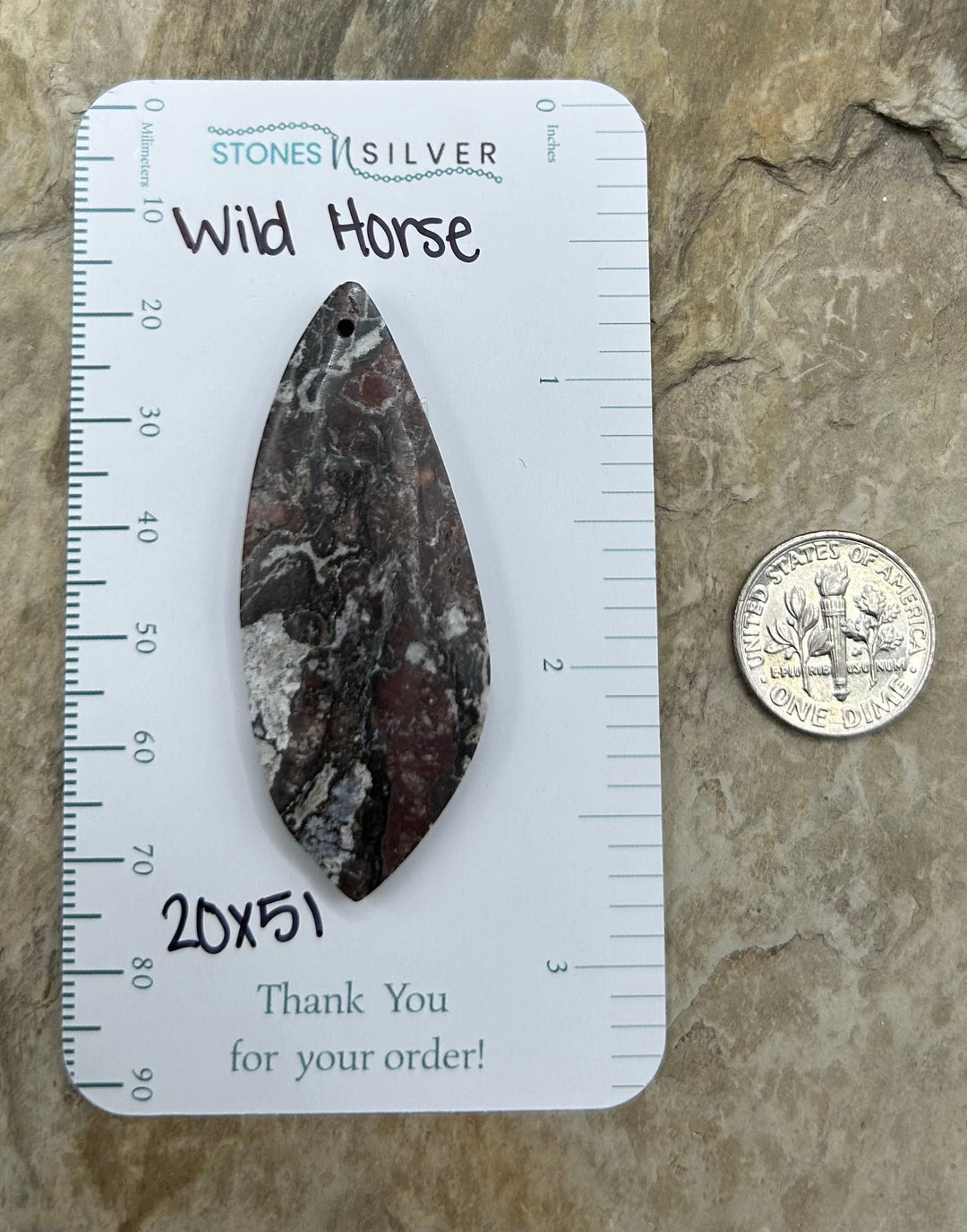 RARE Arizona Wild Horse Focal Pendant Bead 20x51mm - Wild