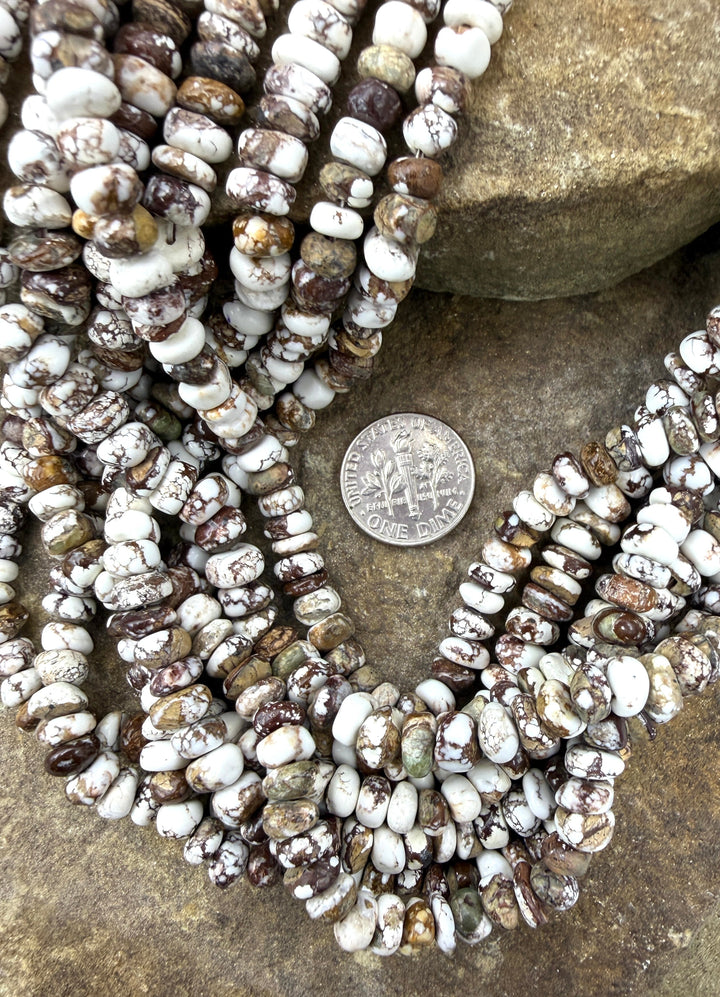 RARE Arizona Wild Horse Handcut 6mm Stacked Nugget Beads, 16 Inch Strand