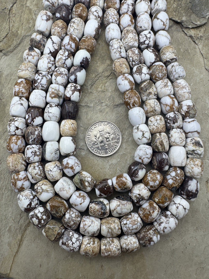 RARE Arizona Wild Horse Handcut 8x9mm Drum Shaped Beads 16