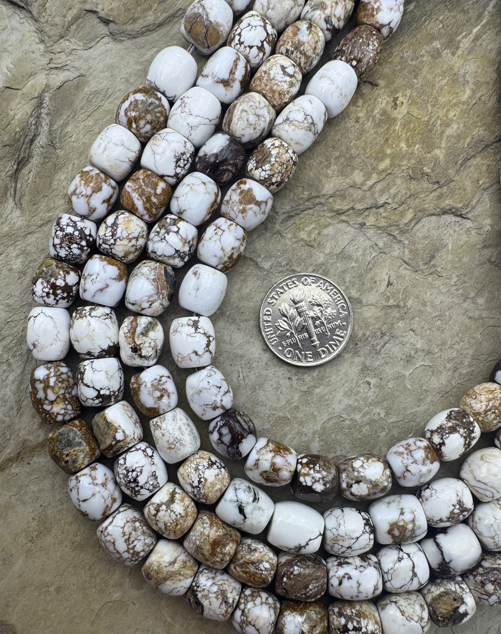 RARE Arizona Wild Horse Handcut 8x9mm Drum Shaped Beads 16