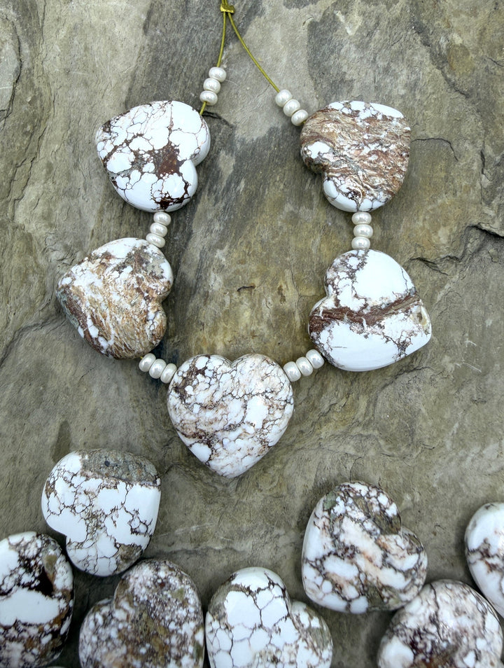 RARE Arizona Wild Horse Handcut Heart Shaped Focal Beads