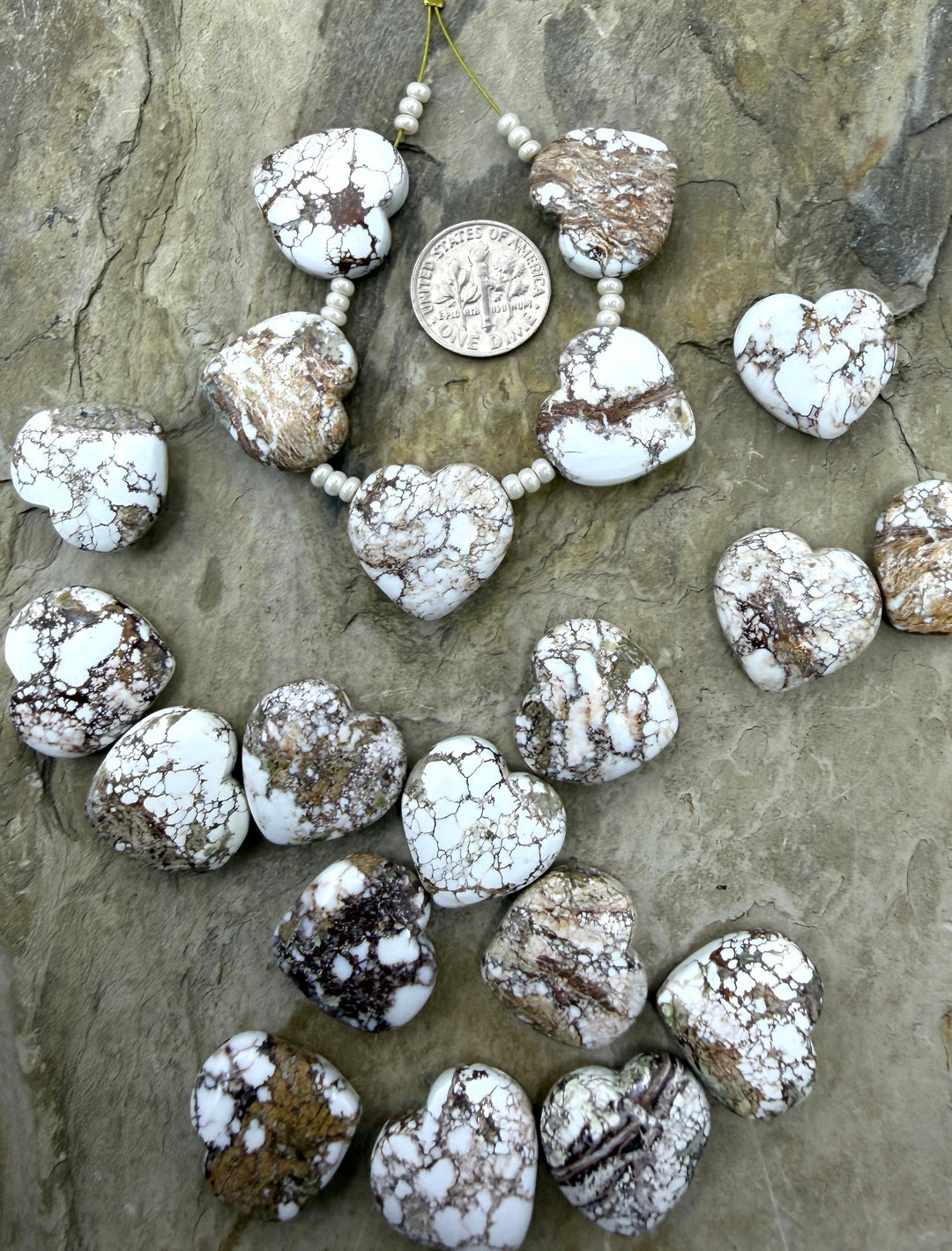 RARE Arizona Wild Horse Handcut Heart Shaped Focal Beads