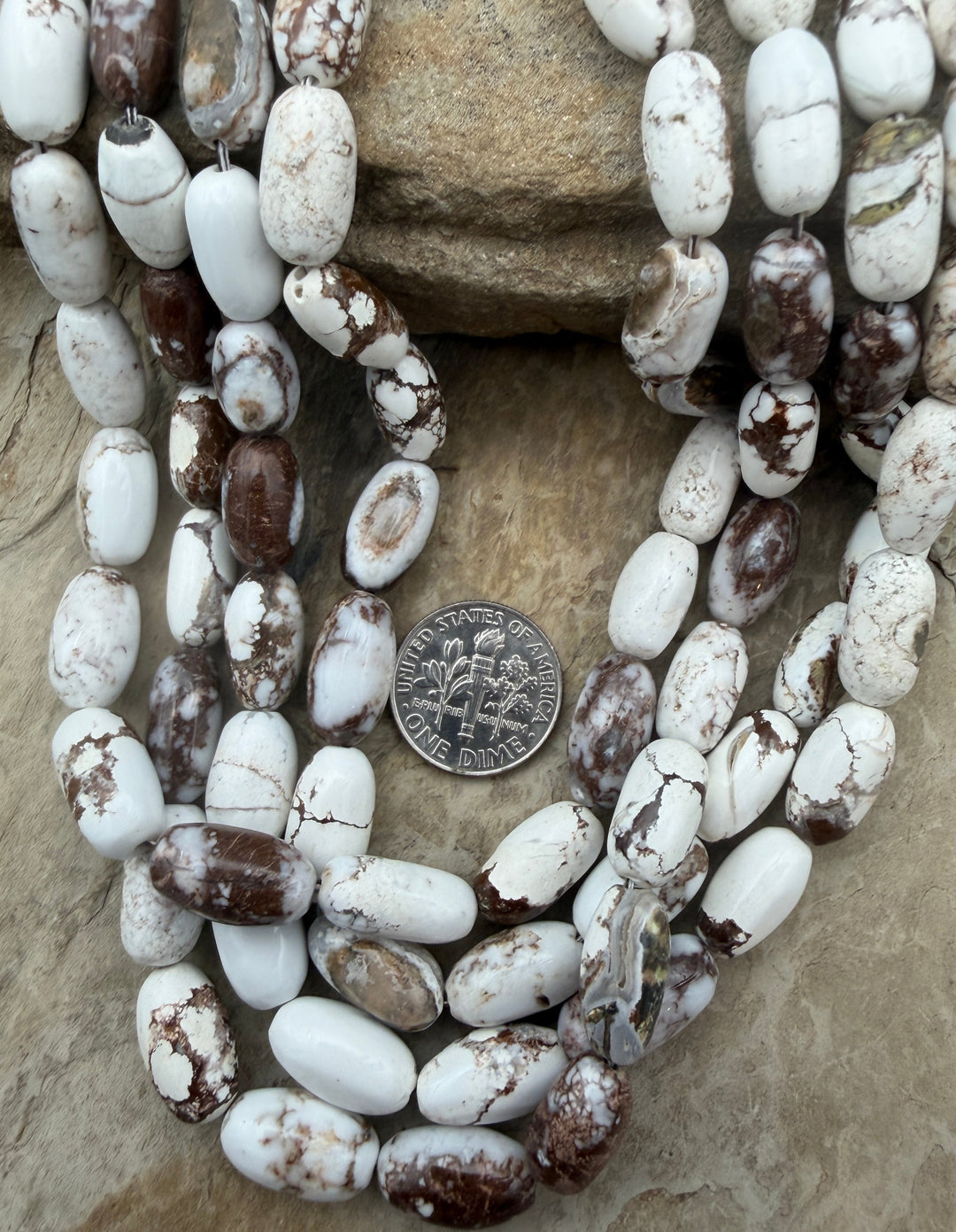 RARE Arizona Wild Horse Handcut Long Oval Beads 7x14mm