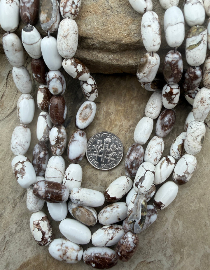 RARE Arizona Wild Horse Handcut Long Oval Beads 7x14mm