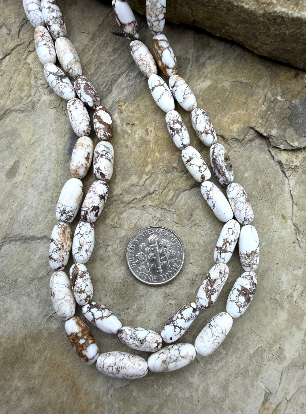 RARE Arizona Wild Horse Handcut Long Oval Shaped Beads
