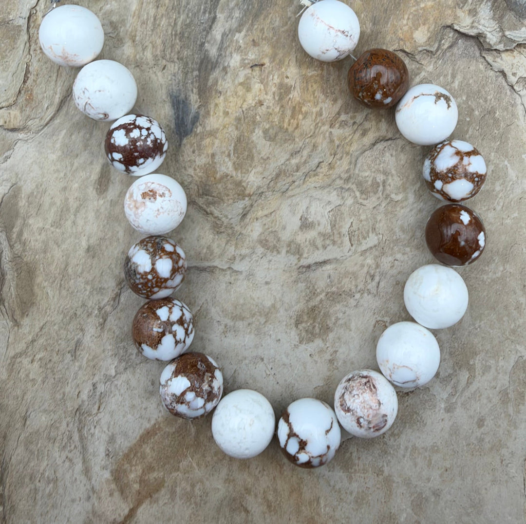 RARE Arizona Wild Horse Handcut Round 12mm 8 Inch Strand