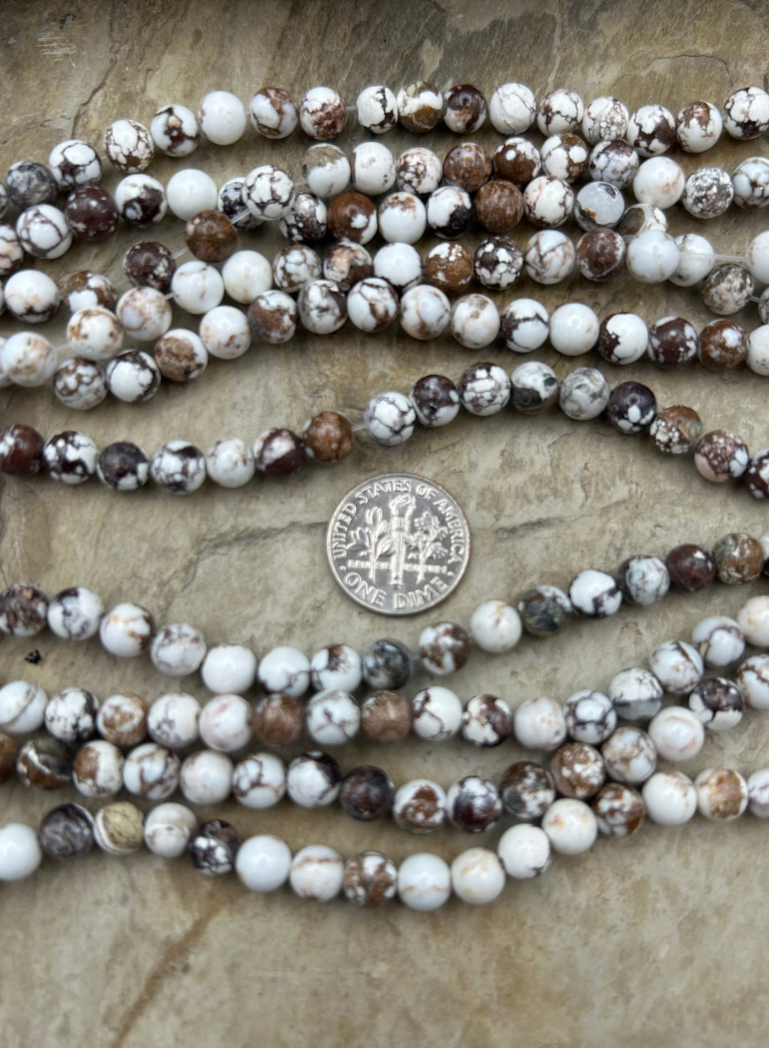 RARE Arizona Wild Horse Handcut Round 6mm 8 Inch Strand