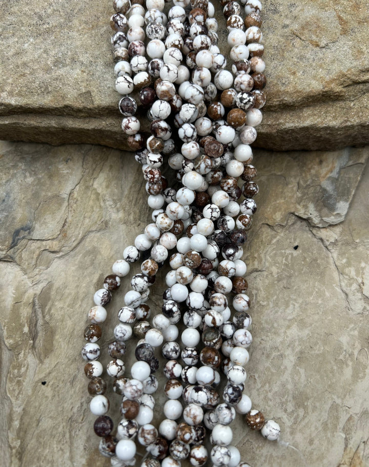 RARE Arizona Wild Horse Handcut Round 6mm 8 Inch Strand