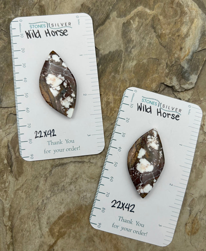 RARE Arizona Wild Horse Matching Cabochon Pair 22x42mm