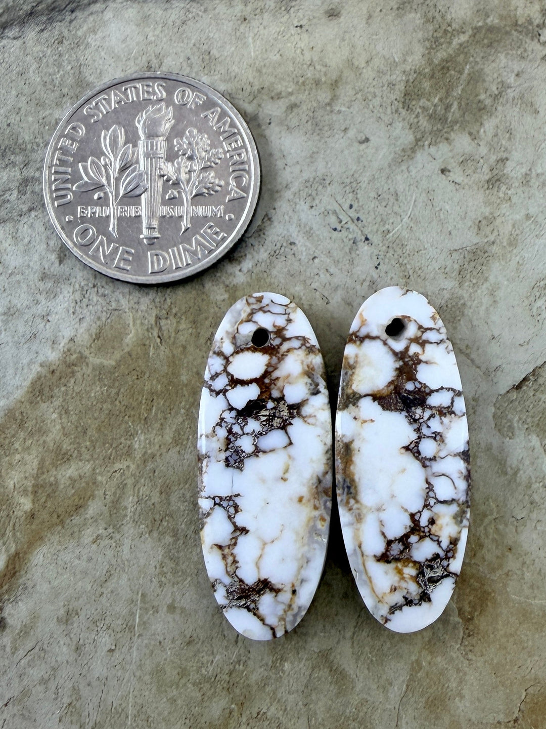 RARE Arizona Wild Horse Matching Earring Slab Bead Pair