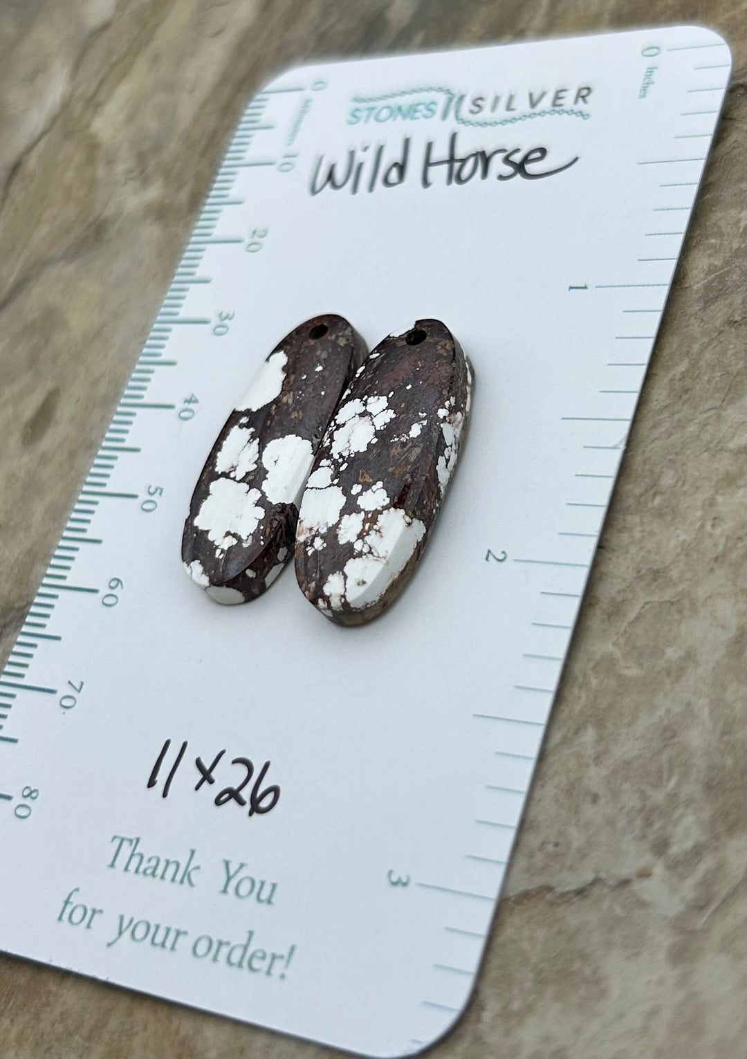 RARE Arizona Wild Horse Matching Earring Slab Bead Pair