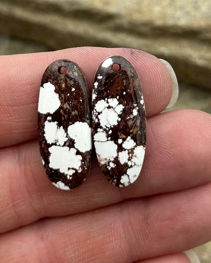 RARE Arizona Wild Horse Matching Earring Slab Bead Pair