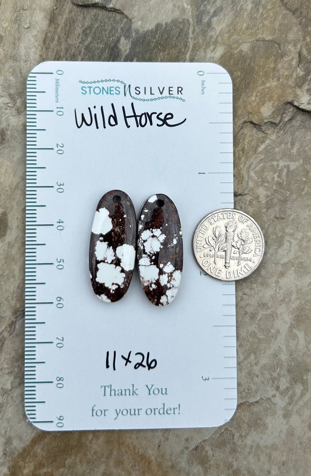 RARE Arizona Wild Horse Matching Earring Slab Bead Pair