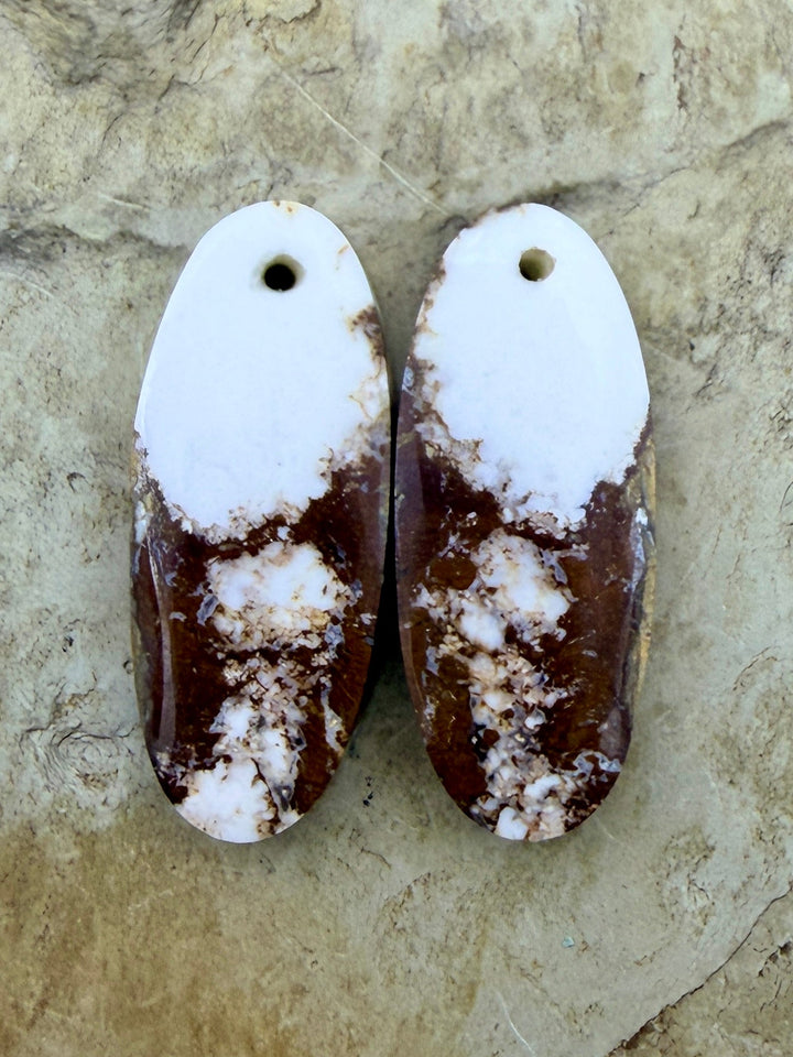 RARE Arizona Wild Horse Matching Earring Slab Bead Pair