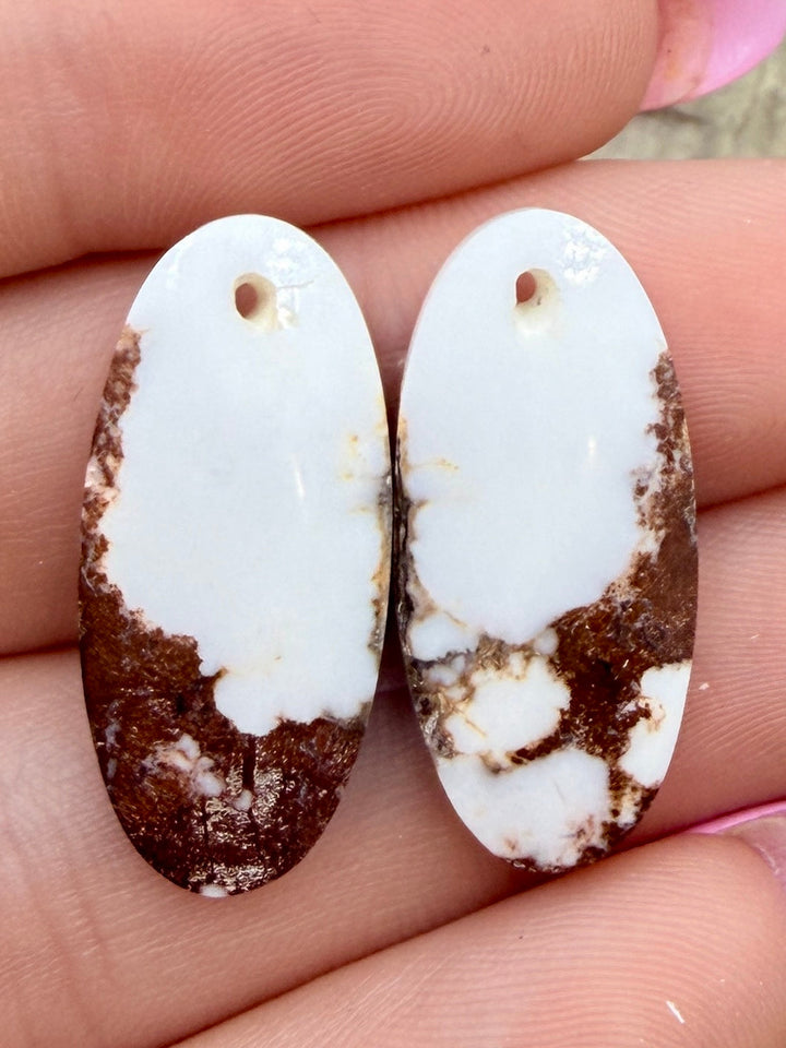 RARE Arizona Wild Horse Matching Earring Slab Bead Pair