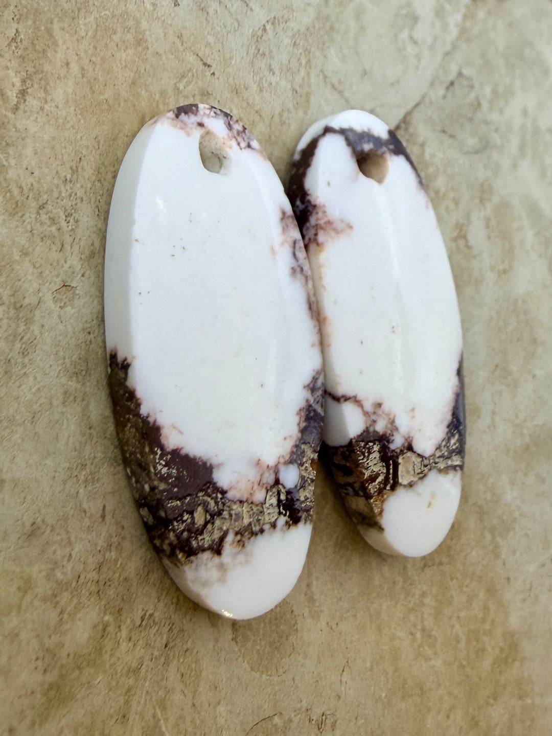 RARE Arizona Wild Horse Matching Earring Slab Bead Pair