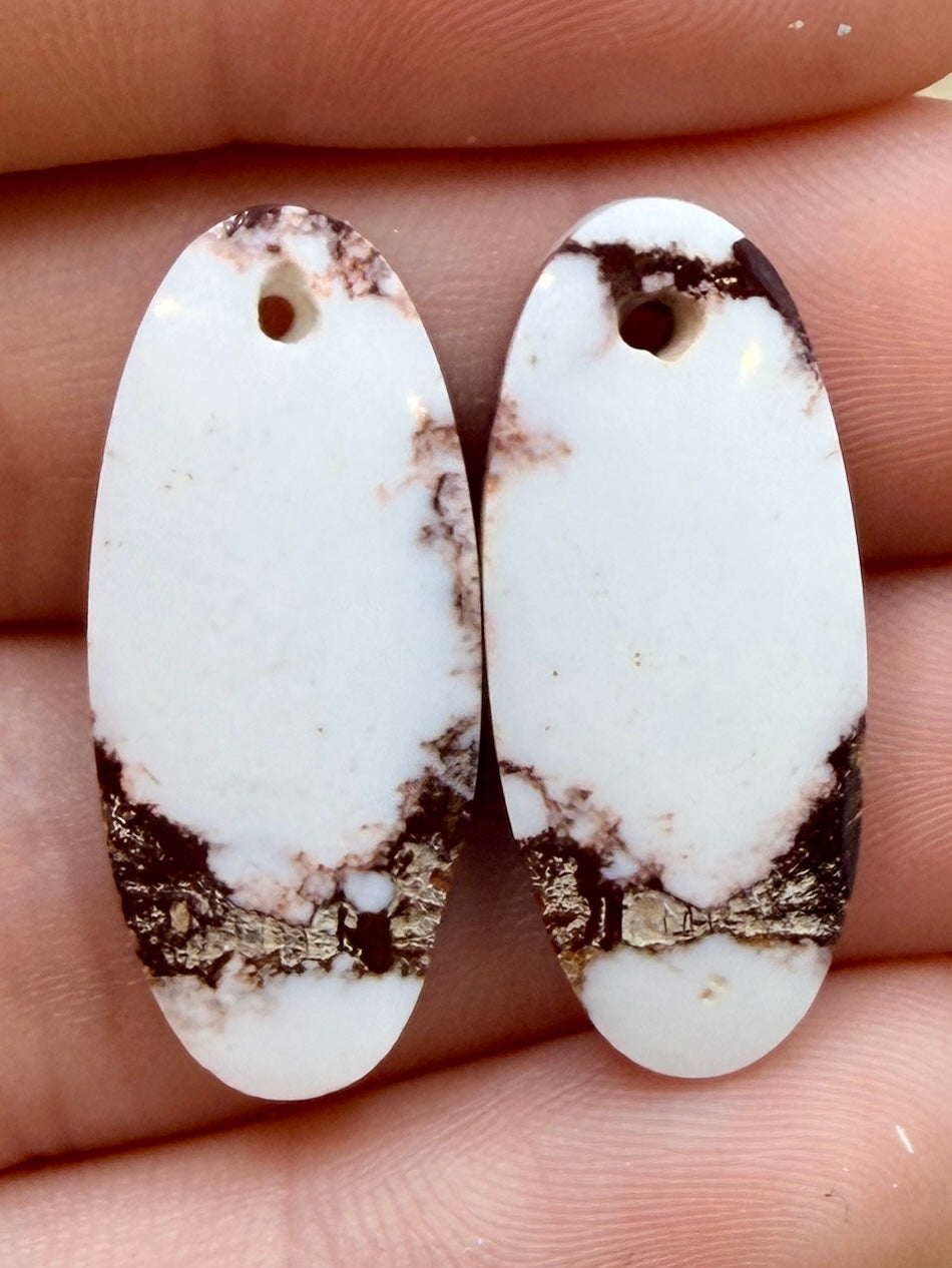 RARE Arizona Wild Horse Matching Earring Slab Bead Pair