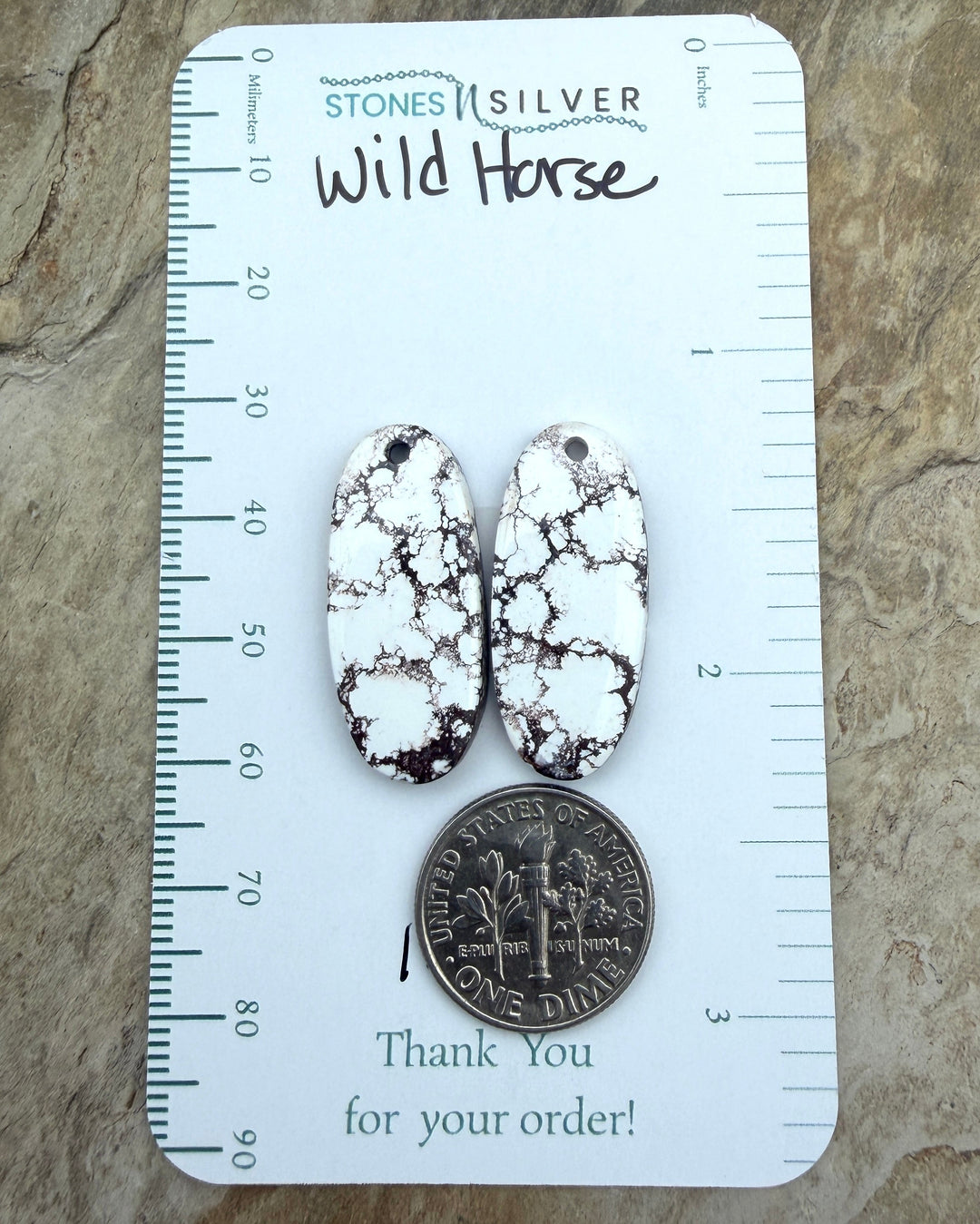 RARE Arizona Wild Horse Matching Earring Slab Bead Pair
