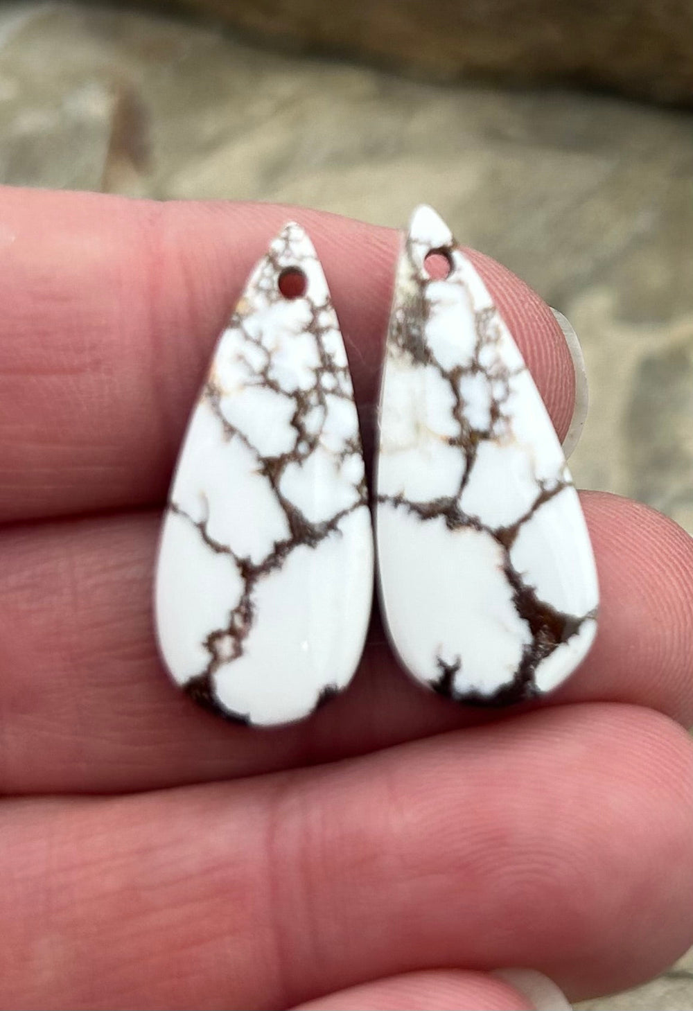 RARE Arizona Wild Horse Matching Earring Slab Bead Pair