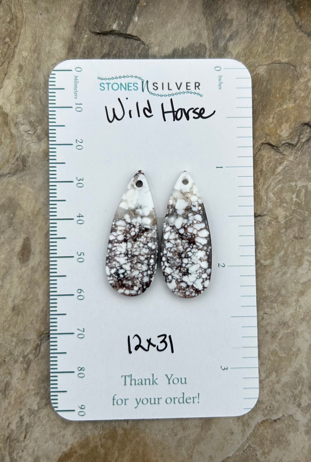 RARE Arizona Wild Horse Matching Earring Slab Bead Pair