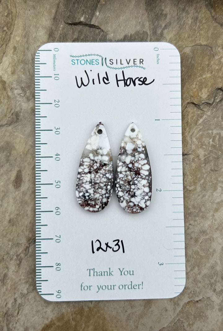 RARE Arizona Wild Horse Matching Earring Slab Bead Pair