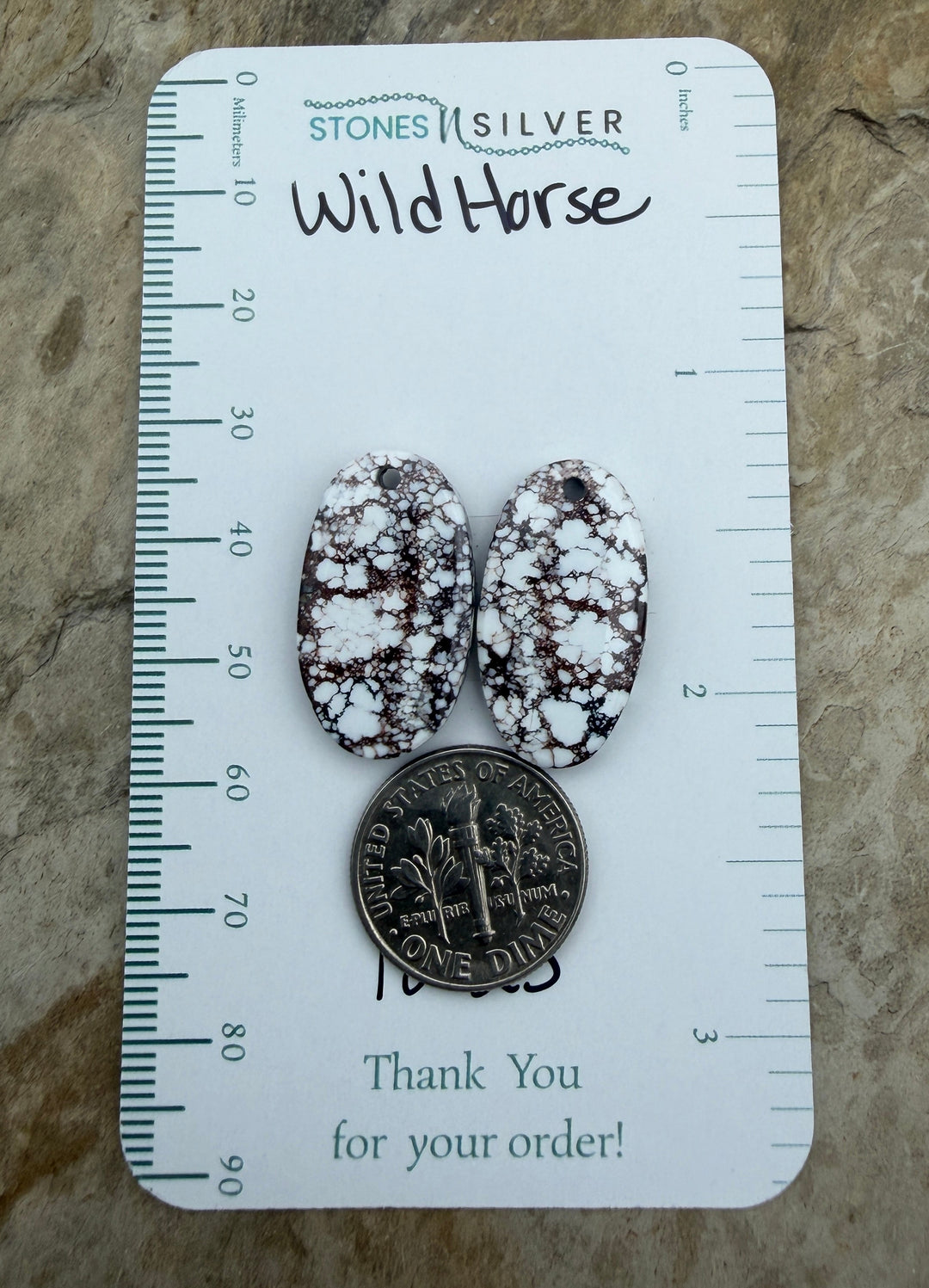 RARE Arizona Wild Horse Matching Earring Slab Bead Pair