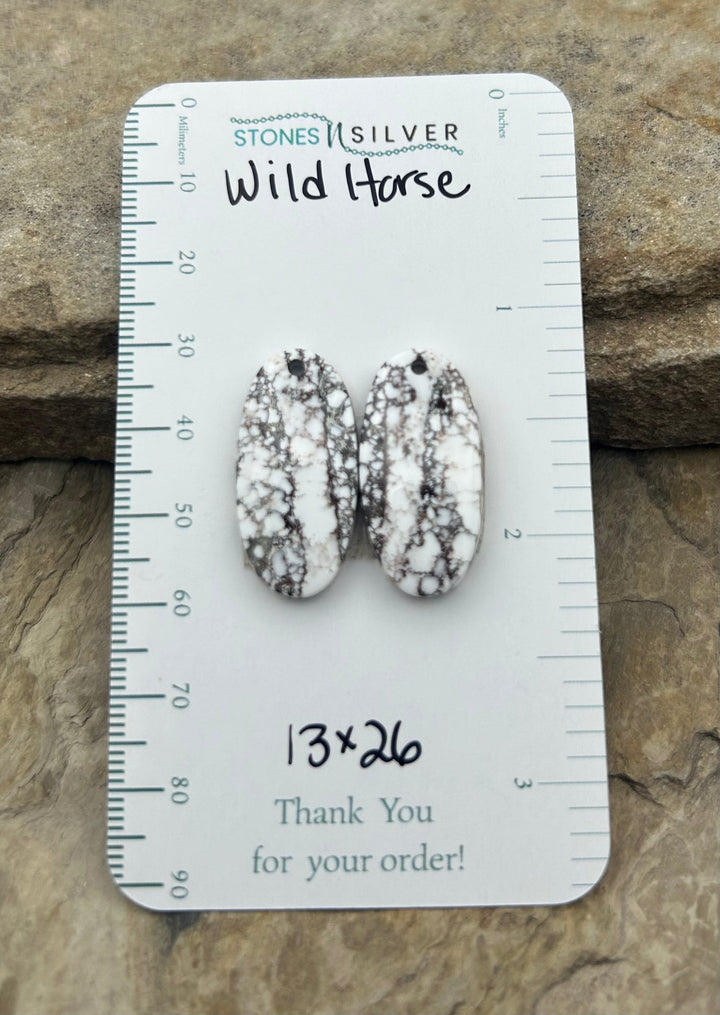 RARE Arizona Wild Horse Matching Earring Slab Bead Pair