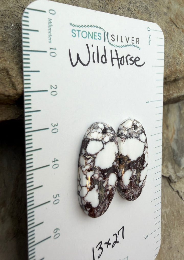 RARE Arizona Wild Horse Matching Earring Slab Bead Pair