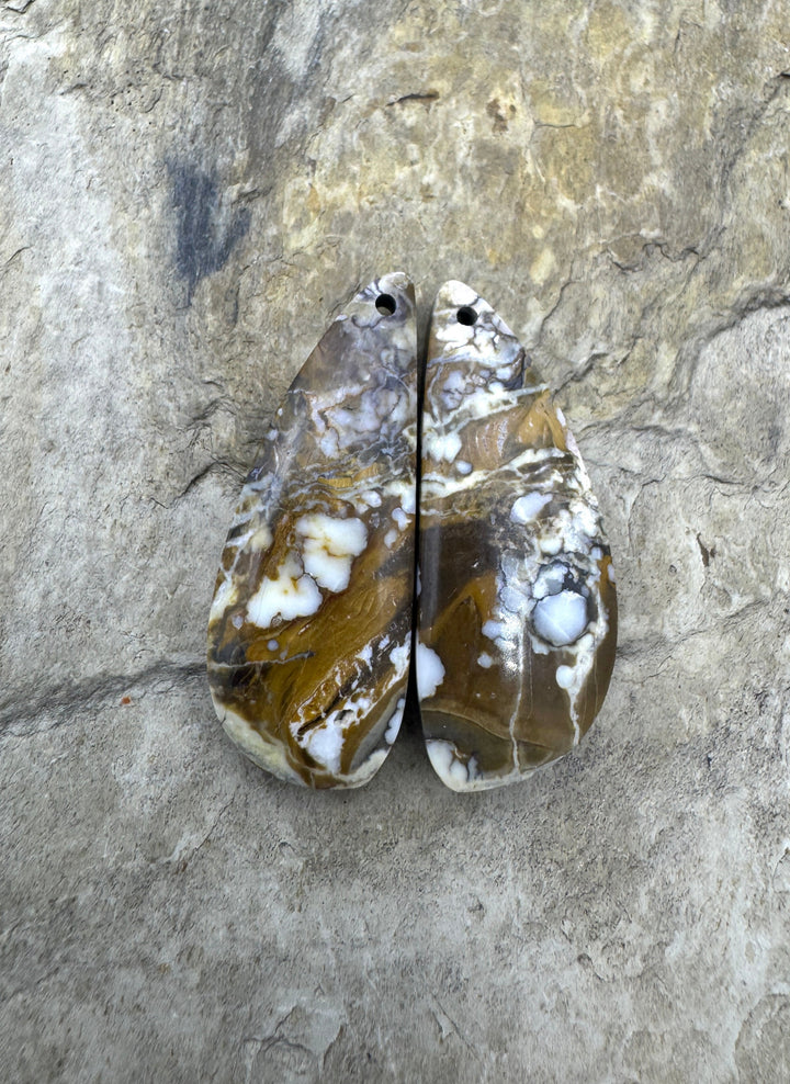 RARE Arizona Wild Horse Matching Earring Slab Bead Pair