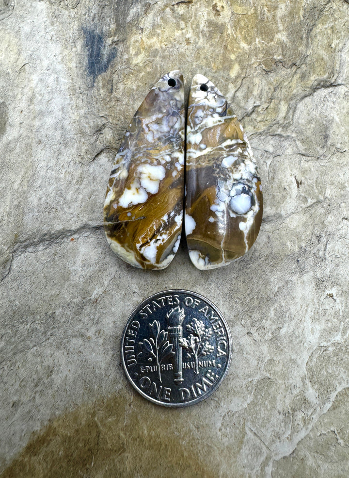 RARE Arizona Wild Horse Matching Earring Slab Bead Pair