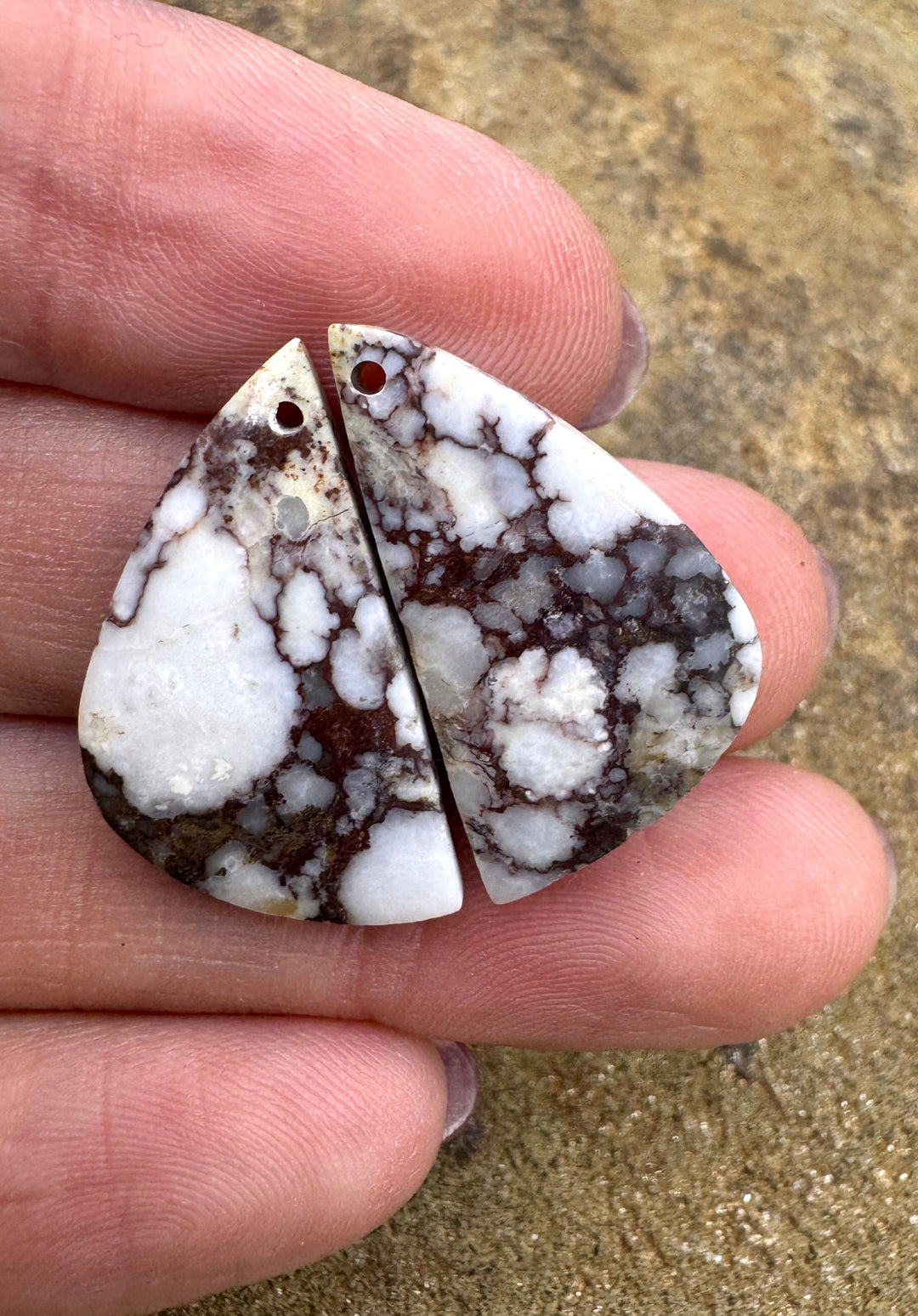 RARE Arizona Wild Horse Matching Earring Slab Bead Pair