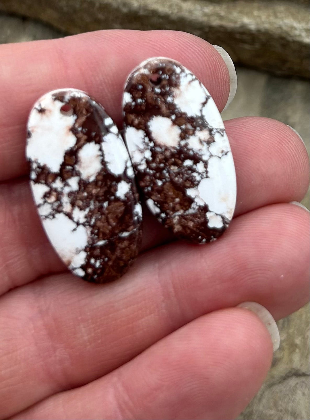 RARE Arizona Wild Horse Matching Earring Slab Bead Pair